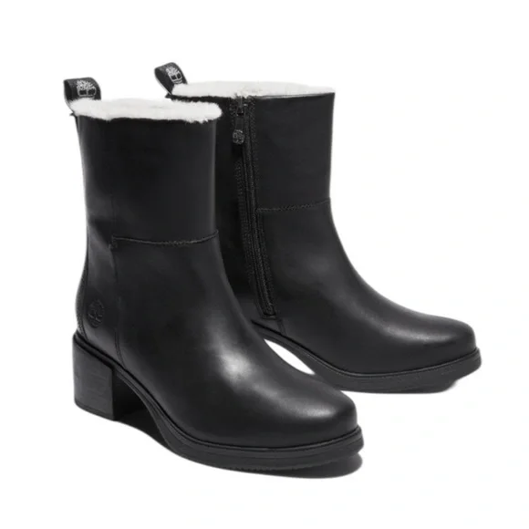 NIB Timberland Boots Dalston Vibe Faux Fur Lined Bootie Black Size 8 Brand New - Picture 16 of 16